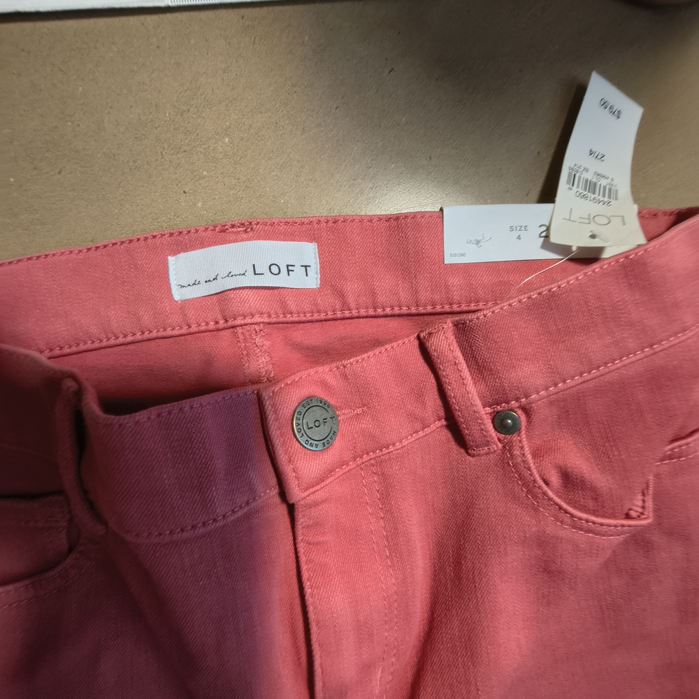 LOFT Ladies Slimming High Waist Jeans In Blushing Pink - Picture 3 of 9